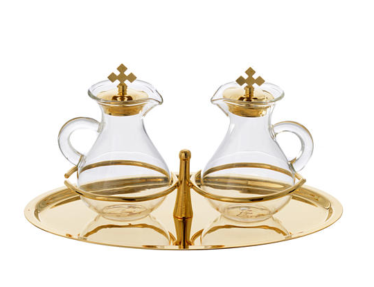 Vinajeras Cristal bandeja latón sencilla